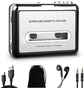 img 4 attached to Конвертер кассет в MP3: Портативный плеер для цифровизации аудиокассет на ноутбуке и Mac с наушниками и аудиокабелем.