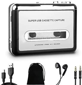 img 2 attached to Конвертер кассет в MP3: Портативный плеер для цифровизации аудиокассет на ноутбуке и Mac с наушниками и аудиокабелем.