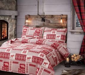 img 2 attached to 🎄 Christmas Queen Size Quilt Set - Festive Home Bedding, Rustic Lodge Bedspread, Moose Bear Plaid Patchwork Design, Lightweight Holiday Quilt - Reversible Coverlet in Red and White