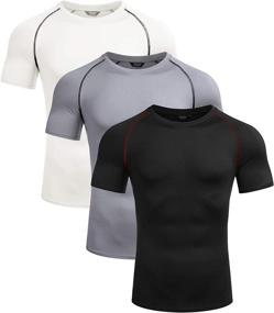 img 3 attached to 💪 COOFANDY 3 Pack Men's Quick Dry Compression T-Shirt for Gym Workout, Short Sleeve Athletic Shirt