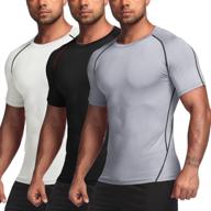 💪 coofandy 3 pack men's quick dry compression t-shirt for gym workout, short sleeve athletic shirt логотип