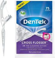 dentek cross flosser floss x-образный уход за полостью рта с зубной нитью и пикселями логотип