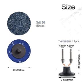 img 3 attached to 🪚 NYXCL Miroku 50Pcs P36 2-inch Quick Change Discs Set - Zirconia Sanding Discs with 1/4" Holder, ideal for Die Grinder Surface Preparation, Stripping, Grinding, Polishing, Finishing, Burr, Rust and Paint Removal