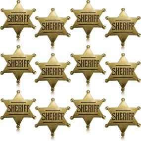 img 4 attached to Bronze Metal Sheriff Badge for Western Cowboy 🤠 Costume & Party Favors - Pack of 12 Toy Badges