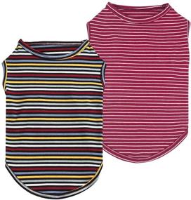 img 1 attached to Fitwarm 2-Pack 100% Cotton Striped Dog Shirt: Pet 🐾 Clothes for Stylish Puppies & Cats - Breathable & Stretchy Tee