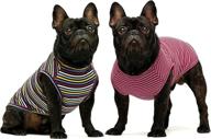 fitwarm 2-pack 100% cotton striped dog shirt: pet 🐾 clothes for stylish puppies & cats - breathable & stretchy tee логотип