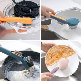 img 2 attached to 🧽 Versatile Cleaning Brush Set: Kitchen Scrub Dish Brush with Handle & Sink Brush Combo