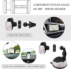 img 3 attached to 💎 Bling Car Accessories Set for Women: Car Phone Holder Mount, Dual USB Car Charger, Coasters, Auto Hooks, Glasses Holders (AB Color)