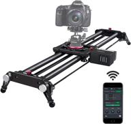 ashanks motorized camera slider with bluetooth app control, carbon fiber rail for dslr camera time lapse and follow focus video shooting, 120 degree panoramic shot, 48 logo