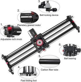 img 3 attached to ASHANKS Motorized Camera Slider with Bluetooth APP Control, Carbon Fiber Rail for DSLR Camera Time Lapse and Follow Focus Video Shooting, 120 Degree Panoramic Shot, 48