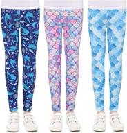 🧜 quedoris 3 pack printed mermaid leggings: stylish girls' clothing for leggings logo