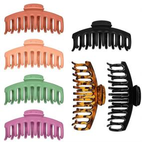 img 4 attached to 💇 7PCS Hair Claw Clips - 4.3" and 5.1" Nonslip, Fashion Big Hair Clips for Women and Girls - Large, Super Strong Hold for Thick & Thin Hair