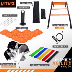 img 3 attached to 🏃 Enhance Speed and Agility with Litviz Agility Ladder Speed Training Equipment: 12 Rung Ladder, Disc Cones, Jump Rope, Resistance Bands, Running Parachute, and Holder for Football and Hockey Athletes