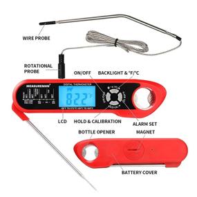 img 2 attached to MEASUREMAN Digital Meat-Thermometer: Instant-Read Food Temperature Probe for Precise Kitchen Cooking, Grill, BBQ & Candy - Waterproof, Magnet Calibration & Oven Safe