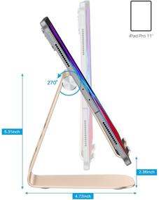 img 1 attached to 🔥 Регулируемый держатель для планшета - OMOTON T1 iPad Stand, настольная алюминиевая подставка для планшета, совместима с iPad Air 4/Mini, новый iPad 10.2/9.7, iPad Pro 11/12.9, Samsung, Nintendo и другими устройствами - золотой