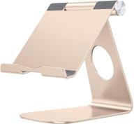 🔥 регулируемый держатель для планшета - omoton t1 ipad stand, настольная алюминиевая подставка для планшета, совместима с ipad air 4/mini, новый ipad 10.2/9.7, ipad pro 11/12.9, samsung, nintendo и другими устройствами - золотой логотип