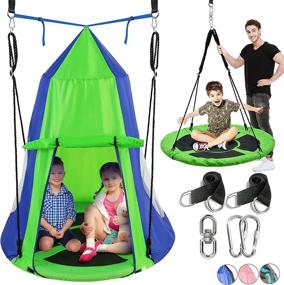 img 4 attached to Fun and Safe SereneLife Kids Hanging Saucer Swing: Unleash your Child's Joy