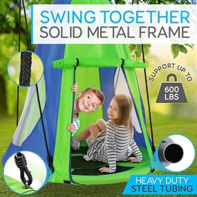 img 1 attached to Fun and Safe SereneLife Kids Hanging Saucer Swing: Unleash your Child's Joy