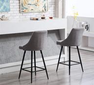 🪑 btexpert set of 2 high back stool bar chairs - premium upholstered, 25-inch, gray polyester logo
