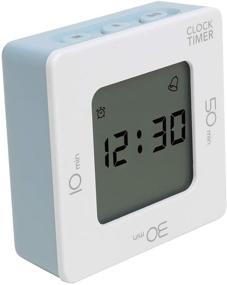 img 4 attached to Mooas 4Way Digital Timer and Clock - Ash Blue | Loud Alarm + Silent Alarm Mode, Vibration & Backlight | Preset Alarm, Count Up/Countdown Timer, 12/24H Mode | Ideal for Kitchen, Gym, Library, Office, Outdoor