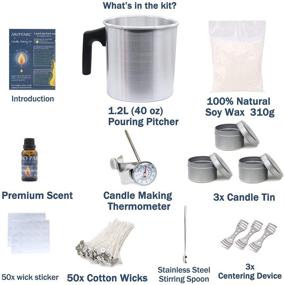 img 3 attached to 🕯️ Ultimate Candle Making Kit - Premium Soy Wax, Fragrance Oil, Digital Thermometer, 40oz Pouring Pot, 50 Wick Tabs and Stickers, Tin Containers