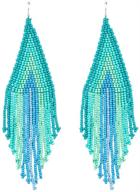 🌸 luluping handmade seed bead tassel earrings - boho native dangle earrings for women and girls, bohemian statement drop fringe earrings with large beads logo