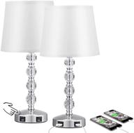 🌙 acaxin 17'' cute crystal table bedside lamp set of 2: usb charging, dimmable, silver & white, touch control nightstand lamp for bedroom, guest room (bulb included) логотип