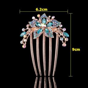 img 2 attached to 💙 Sankuwen Flower Rhinestones Hair Combs Accessories (Blue): Enhancing Beauty and Elegance