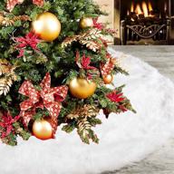 🎄 doyolla christmas tree skirt: 48 inches of snowy white faux fur elegance for xmas holiday decorations логотип