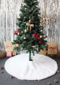 img 1 attached to 🎄 DOYOLLA Christmas Tree Skirt: 48 inches of Snowy White Faux Fur Elegance for Xmas Holiday Decorations