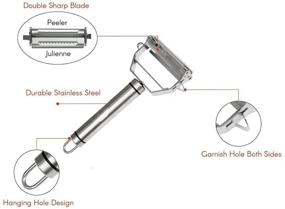 img 2 attached to 🥕 Stainless Steel Double Slice Vegetable Fruit Peeler Slicer Cutter - Sharp, Quick, and Easy Multifunctional Tool for Cooking - Potato, Cucumber, and more - Includes Cleaning Brush