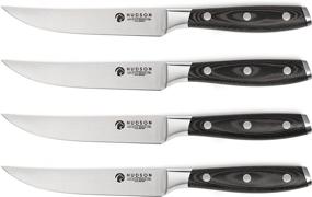 img 4 attached to 🔪 Набор столовых ножей Хадсон на 4 штуки - рукоять из микарты и высокоуглеродистая немецкая сталь: ножи премиум качества для стейков.