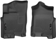 🏞️ husky liners 13601: weatherbeater front floor mats for nissan titan xd and titan crew cab - black (2016-2020) logo