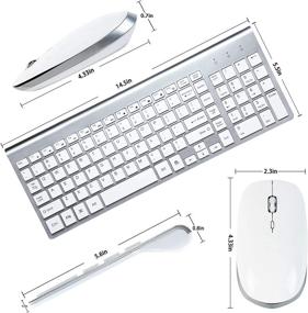img 3 attached to 🖥️ ORIGINTECH Wireless Keyboard and Mouse Combo - Full Size USB Ergonomic Silent Set for Windows/Mac PC & Laptop (Silver/White)