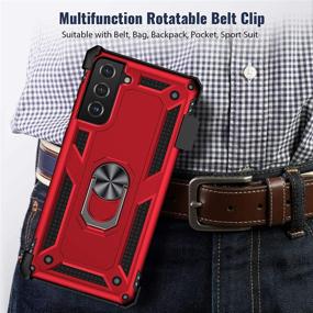 img 2 attached to 📱 Ruky Galaxy S21 5G Case - Samsung S21 5G Case with Belt Clip Holster, Ring Holder - Military Grade, Magnetic Car Mount Compatible, Shockproof, Anti-Scratch, Rugged Case for Samsung Galaxy S21 5G 6.2" (Red)