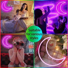 img 2 attached to 🌙 LED Pink Crescent Moon Neon Signs Light: The Perfect Room Wall Decor for Girls, Kids, and Moms!