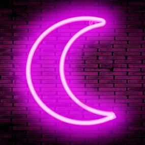 img 1 attached to 🌙 LED Pink Crescent Moon Neon Signs Light: The Perfect Room Wall Decor for Girls, Kids, and Moms!