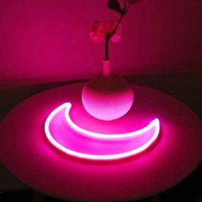 img 3 attached to 🌙 LED Pink Crescent Moon Neon Signs Light: The Perfect Room Wall Decor for Girls, Kids, and Moms!