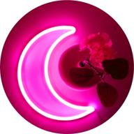 🌙 led pink crescent moon neon signs light: the perfect room wall decor for girls, kids, and moms! логотип