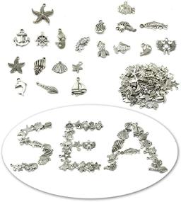 img 3 attached to 🐚 Wholesale 100 Pieces Antique Silver Charm Pendant Collection for DIY Jewelry Making, Sea Animals Styles - JIALEEY