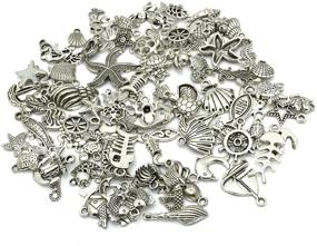 img 1 attached to 🐚 Wholesale 100 Pieces Antique Silver Charm Pendant Collection for DIY Jewelry Making, Sea Animals Styles - JIALEEY