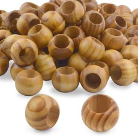 img 4 attached to 100 Pieces of 20mm Diameter Round Natural Wooden Beads with Large Hole - Perfect for DIY Handmade Decorations and Crafts