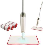 🧹 ez spares spray mop: efficient hard floor cleaner for home kitchen with water tank & 3 reusable mops - ideal for wood, tile, laminate, and ceramic floors (red) logo