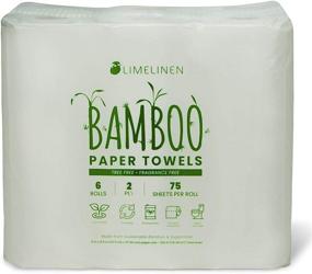 img 4 attached to Environmentally-friendly and Soft LIMELINEN Bamboo Paper Towels - 6 Rolls with 75 Sheets Each