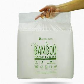 img 1 attached to Environmentally-friendly and Soft LIMELINEN Bamboo Paper Towels - 6 Rolls with 75 Sheets Each