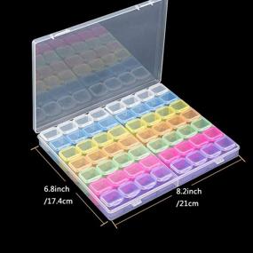 img 3 attached to 💎 56 Grids Diamond Painting Storage Containers with Colored Drill Organizer Case - Embroidery Diamond Art Beads Accessories Box, Includes 112Pcs Stickers