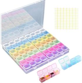 img 4 attached to 💎 56 Grids Diamond Painting Storage Containers with Colored Drill Organizer Case - Embroidery Diamond Art Beads Accessories Box, Includes 112Pcs Stickers