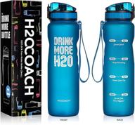 💧 h2ocoach sports water bottle: 36 oz motivational with time marker, reusable & fruit infuser filter - drink more water! logo