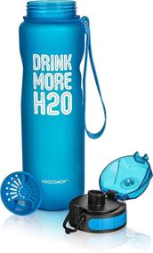 img 2 attached to 💧 H2OCOACH Sports Water Bottle: 36 oz Motivational with Time Marker, Reusable & Fruit Infuser Filter - Drink More Water!