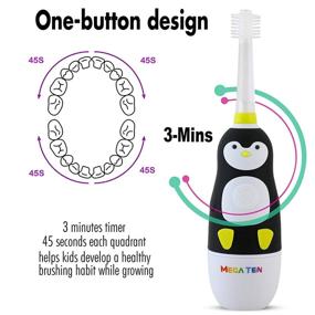 img 3 attached to 🐧 Fun Electric Toothbrush for Kids - Brilliant Characters with Flashing Lights and Super-Fine Bristles for Parent-Child Brushing, Ages 3-8 (Penguin)
